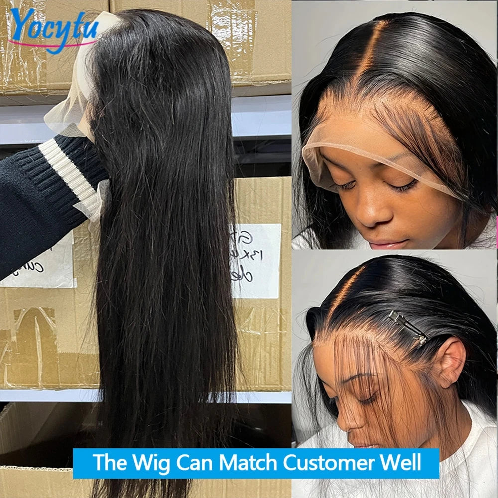 28 30 Pouces Perruques Cheveux Humains YOCYTU 13X6 lisse Perruque Peruvian Haut Qualité Pour Femme HD Transparent Lace Front Wigs Human Hair Perruque Cheveux Humains Livraison 3 Jours France