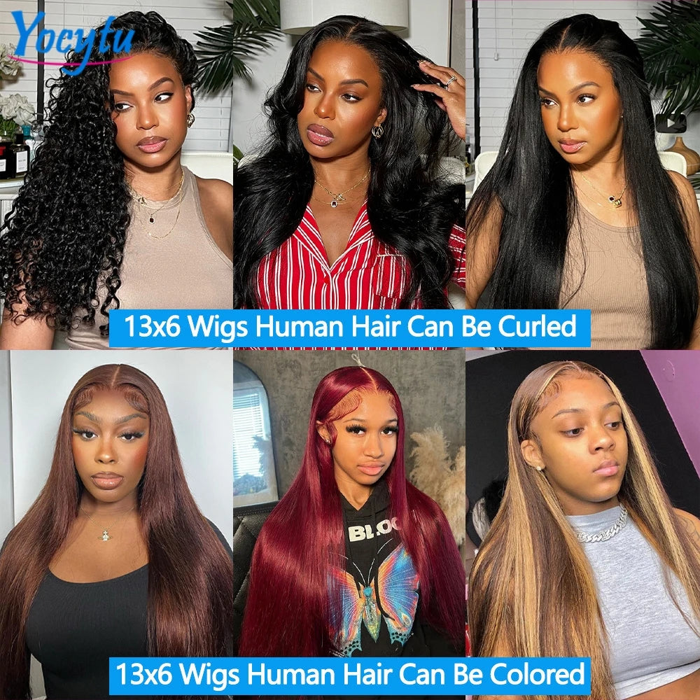 28 30 Pouces Perruques Cheveux Humains YOCYTU 13X6 lisse Perruque Peruvian Haut Qualité Pour Femme HD Transparent Lace Front Wigs Human Hair Perruque Cheveux Humains Livraison 3 Jours France