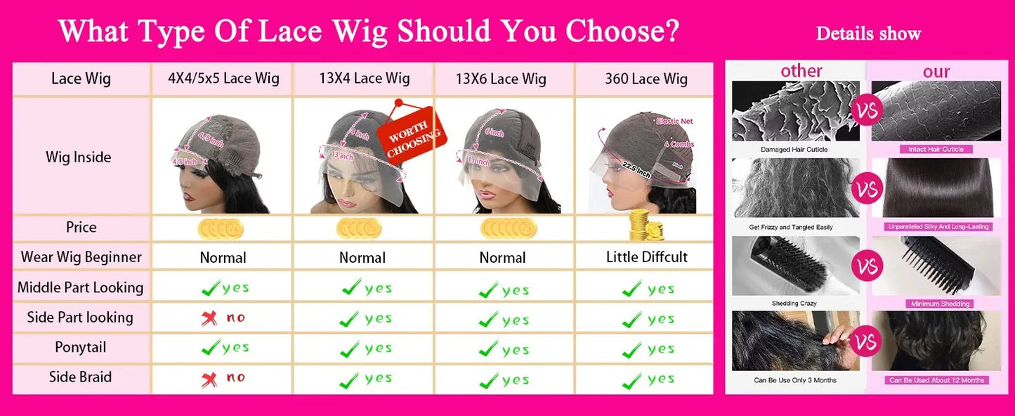 Perruque Lace Frontal Wig sans colle naturelle, cheveux lisses, 13x6, 30 32 pouces, 13x4, pre-plucked, 5x5, pour femmes