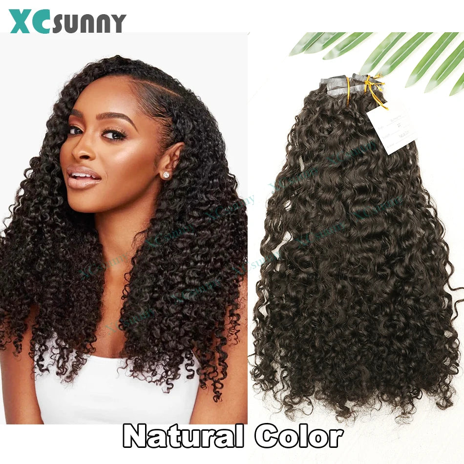 Extensions de Cheveux Humains Bouclés à réinitialisation en PU pour Femme, Sans Couture, 27 Blonde