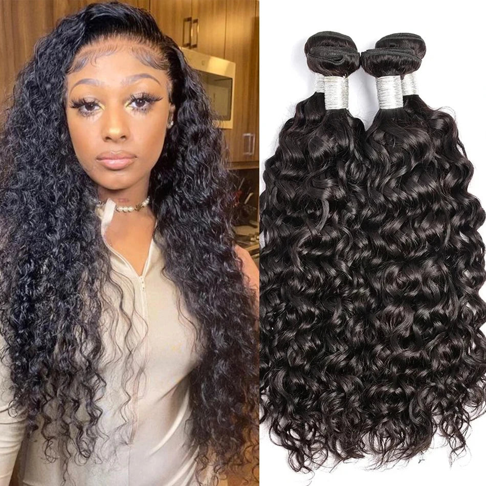 100% non transformés malaisien Remy Extensions de tissage de cheveux humains paquets de cheveux humides et ondulés cheveux humain 12A vague d'eau paquet offres
