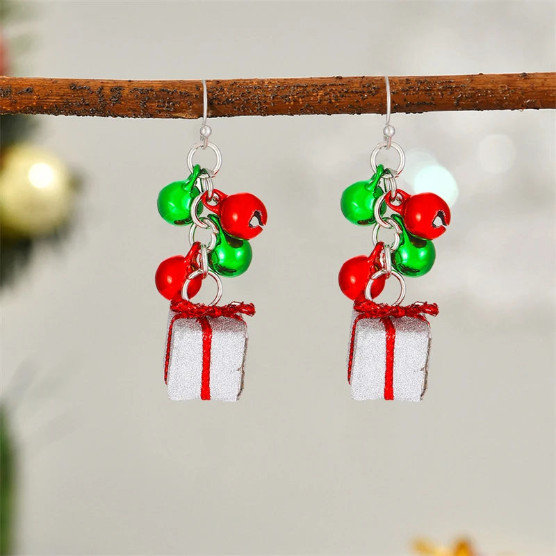 Boucles d'oreilles pendantes en Imitation de perles pour femmes, élégantes, flocon de neige, cloche délicate, boîte-cadeau, boule de fourrure, clou pour filles, accessoire de bijoux de fête