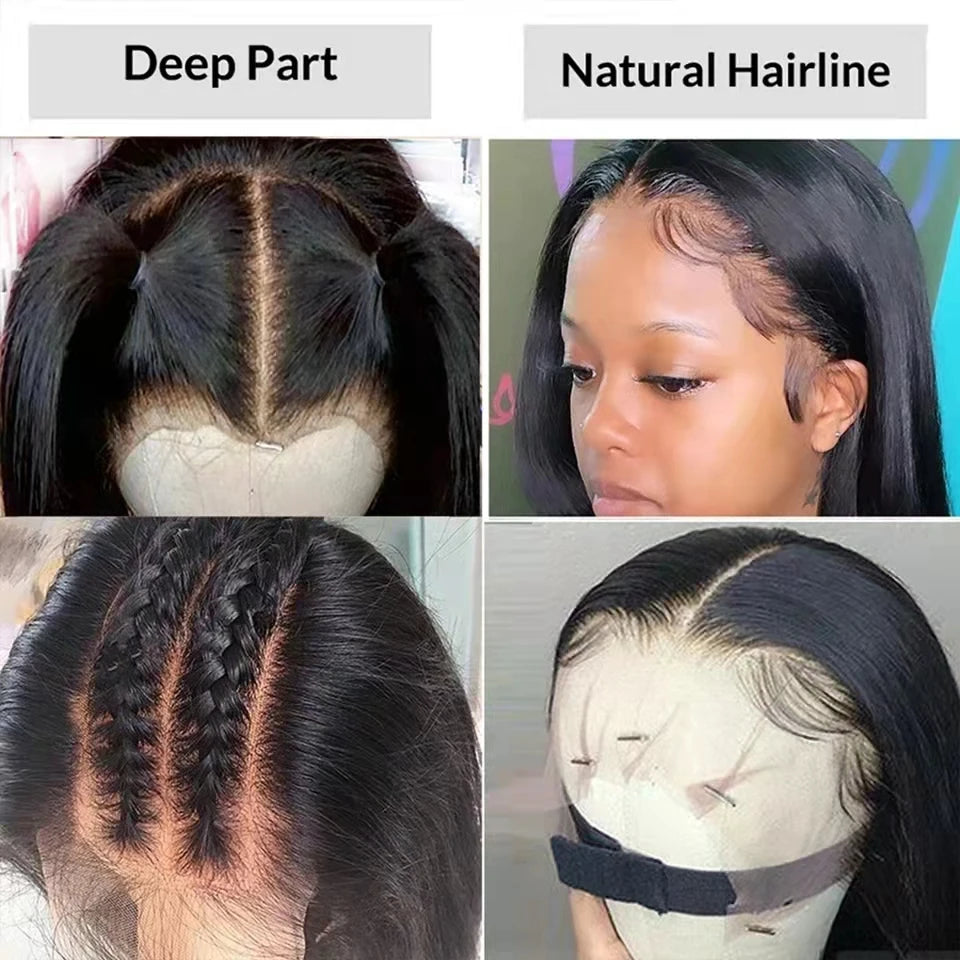 Perruque Bob courte transparente dentelle frontale perruques cheveux humains 100% droite Bob perruques pré plumées 13x4 dentelle avant perruques pour les femmes noires