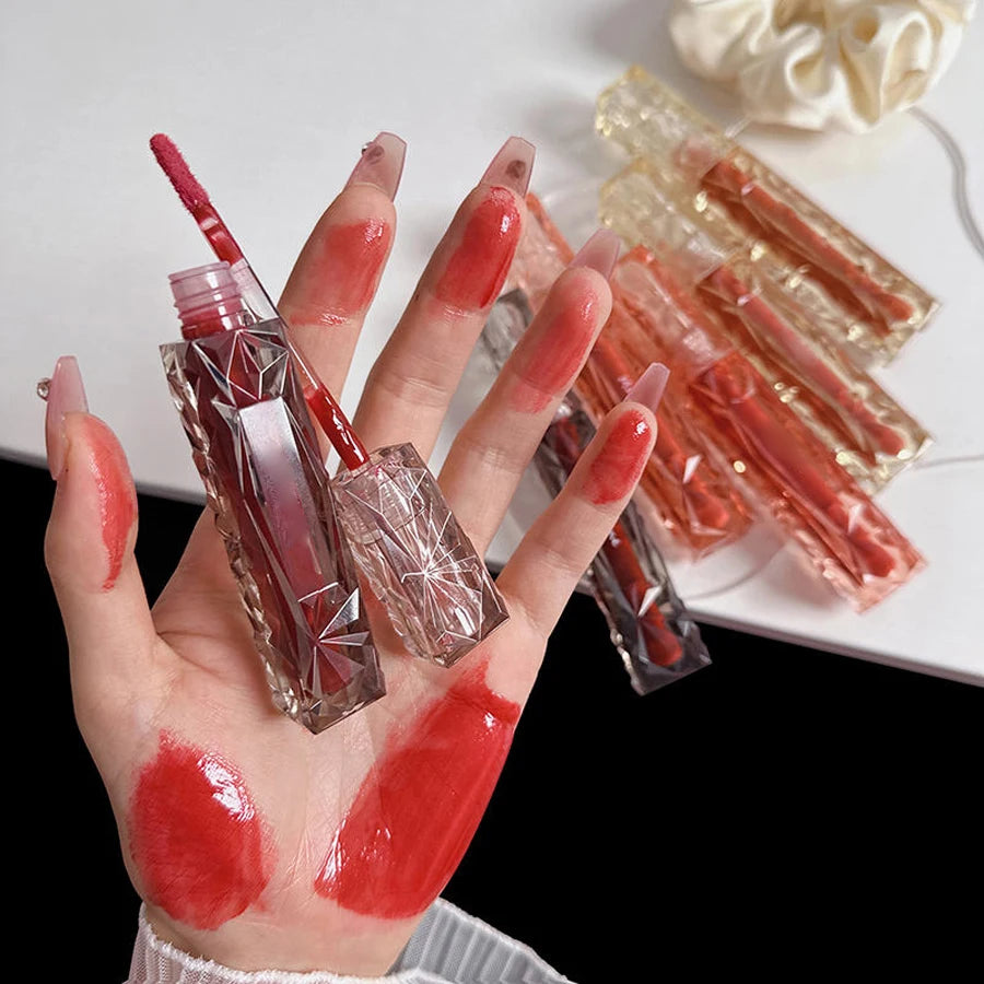 Brillant à lèvres hydratant longue durée, facile à teindre, miroir imperméable, verre d'eau, cosmétiques de couleur transparente