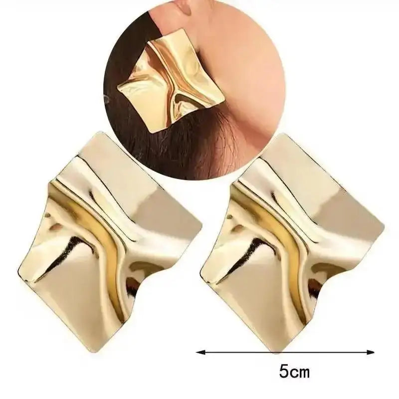 Boucles d'Oreilles Exagérées en Or pour Femme, Bijoux en Métal, Grand Cuir oral elu, Tendance, Nouvelle Collection 2024