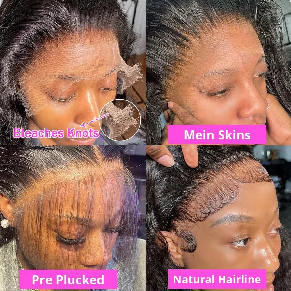 40 pouces os droit 13x6 HD Transparent dentelle frontale perruques de cheveux humains 250% brésilien 360 13x4 pleine dentelle avant perruques pour les femmes