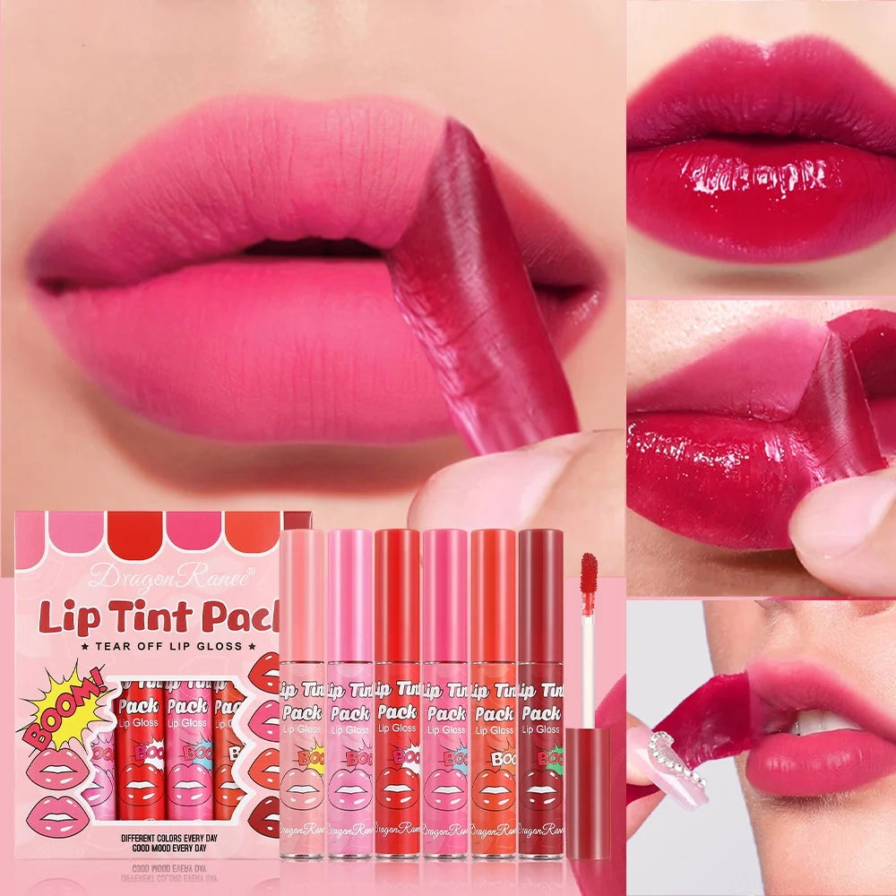 Déchirure pull Lip Gloss Lipstick hydratant et hydratant Lip nectar Lipstick Membrane déchirure pull Lip Gloss Lipstick imperméable à l'eau sans décoloration sans décoloration