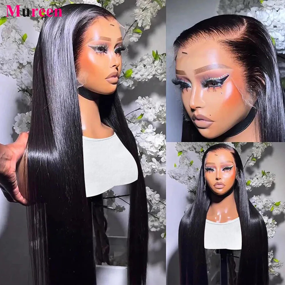 250% densité cheveux raides 13x6 HD dentelle frontale perruque cheveux humains 13x4 pleine dentelle avant perruque pour les femmes perruques de cheveux humains