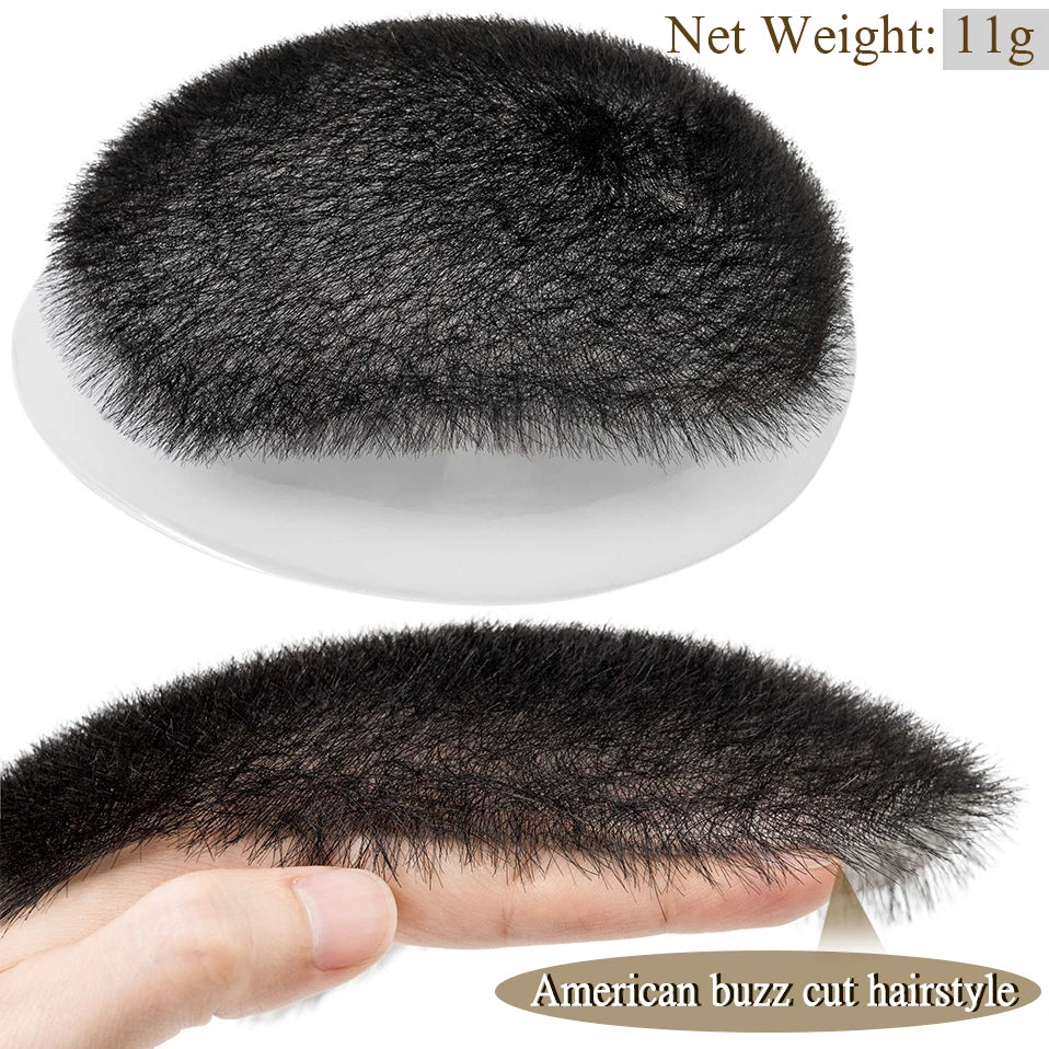 S-noilite américain Buzz coupe 11g hommes toupet cheveux perruque cheveux naturels humains mâle système de remplacement PU postiche Extensions invisibles