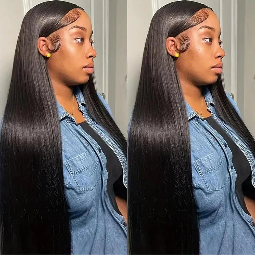 250% densité cheveux raides 13x6 HD dentelle frontale perruque cheveux humains 13x4 pleine dentelle avant perruque pour les femmes perruques de cheveux humains