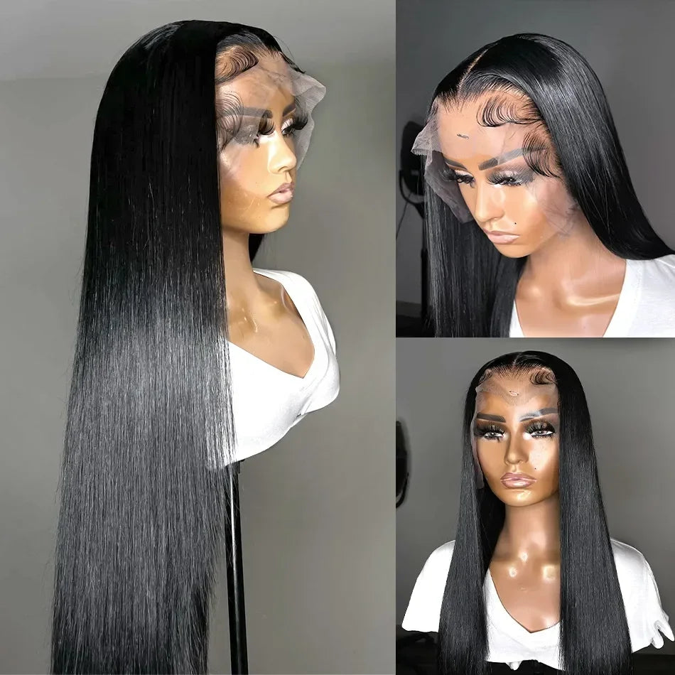 13x6 HD Transparent Lace Frontal Human Hair Wig Straight Hair 30 32 Inch 13x4 Lace Frontal Wig PrePlucked For Women Cikana