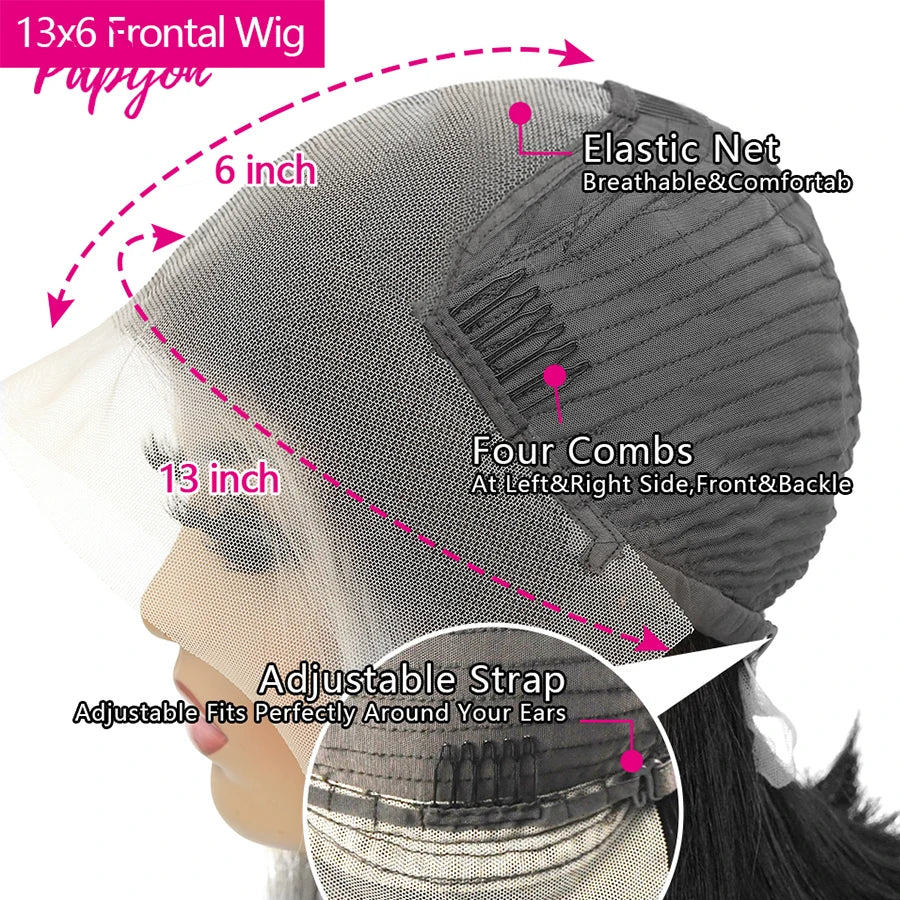 Perruque Courte 13X6 Transparent 15A Bob Wig Perruques Cheveux Humains Wigs Human Hair Cheveux Humain Naturel Droit Human Hair