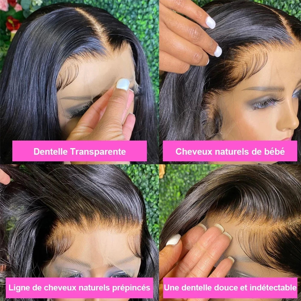 40 pouces os droit 13x6 HD Transparent dentelle frontale perruques de cheveux humains 250% brésilien 360 13x4 pleine dentelle avant perruques pour les femmes