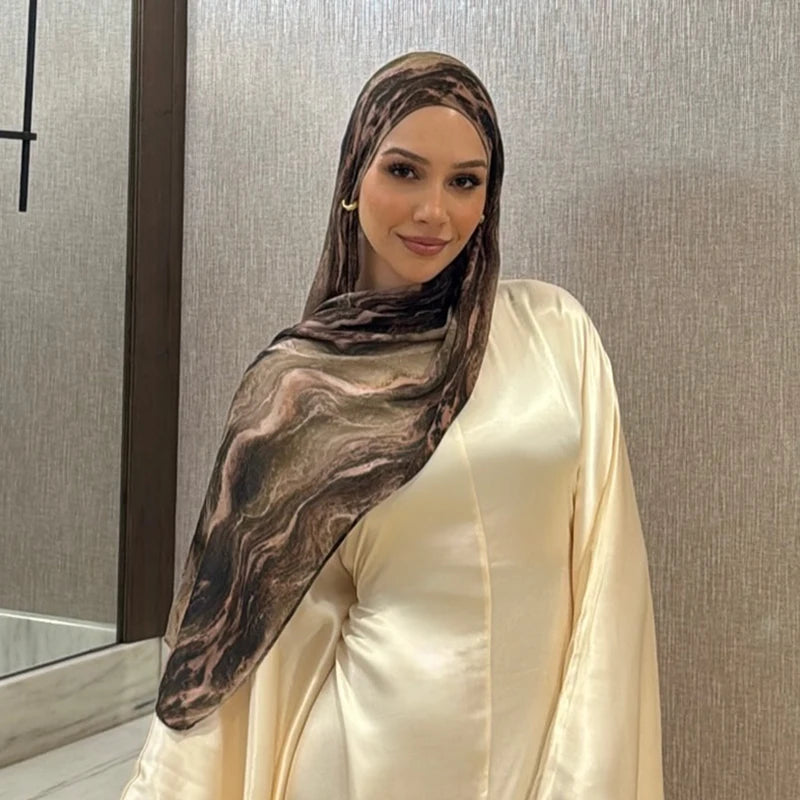 Echarpe Hijab imprimee, Premium, Degrade, Teinture Par Nouage, Aquarelle, Marbre, Chale Imprime, Nouvelle Collection