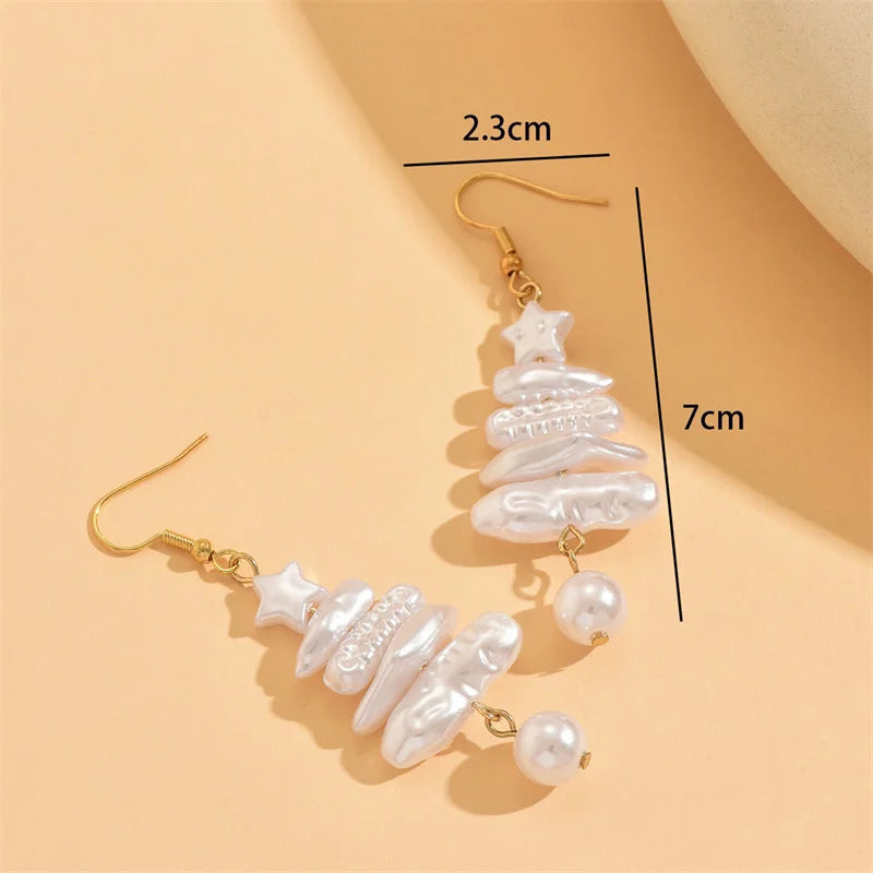 Boucles d'oreilles pendantes en Imitation de perles pour femmes, élégantes, flocon de neige, cloche délicate, boîte-cadeau, boule de fourrure, clou pour filles, accessoire de bijoux de fête