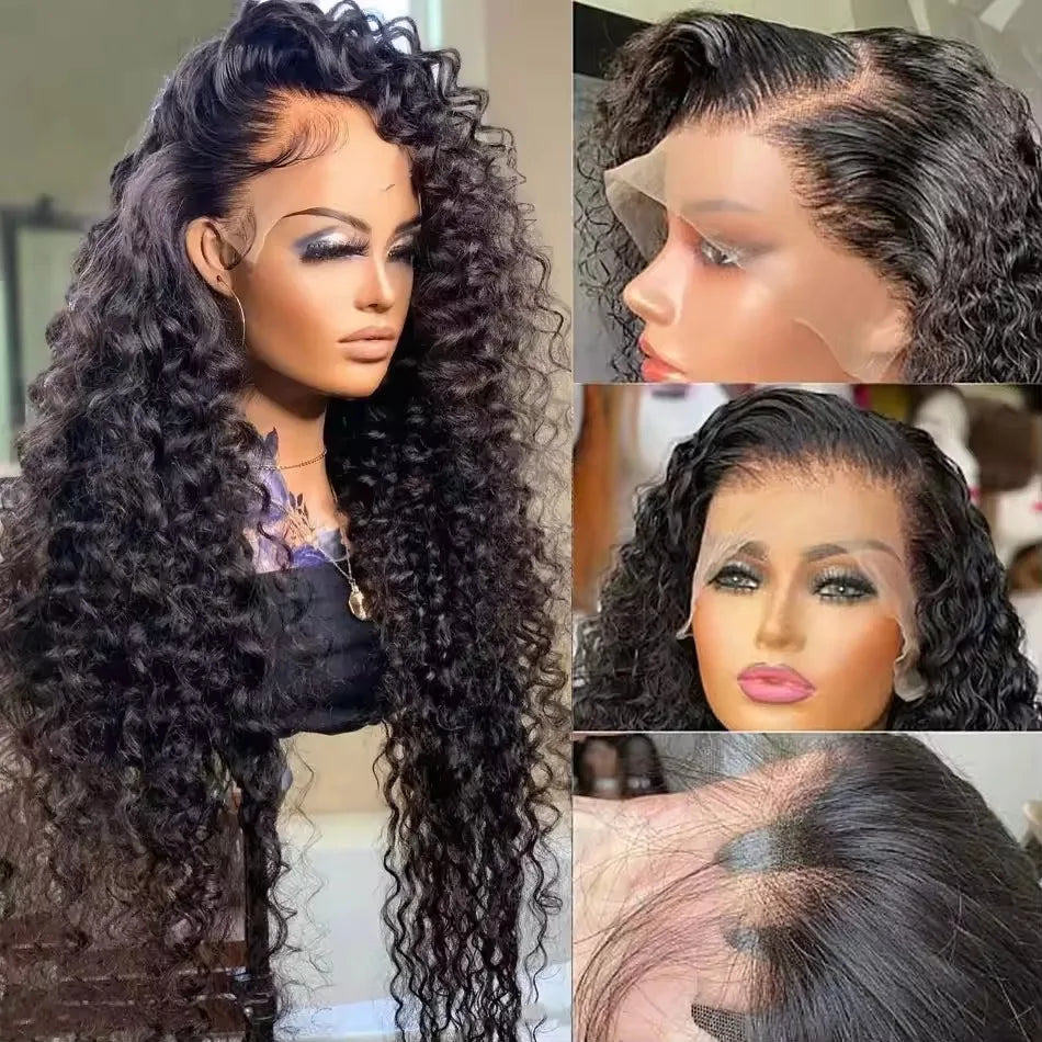Perruques de cheveux humains à dentelle frontale HD 13x6 360, densité 250, 40-46 pouces, ondulation profonde, pré-épilées, pour femmes noires