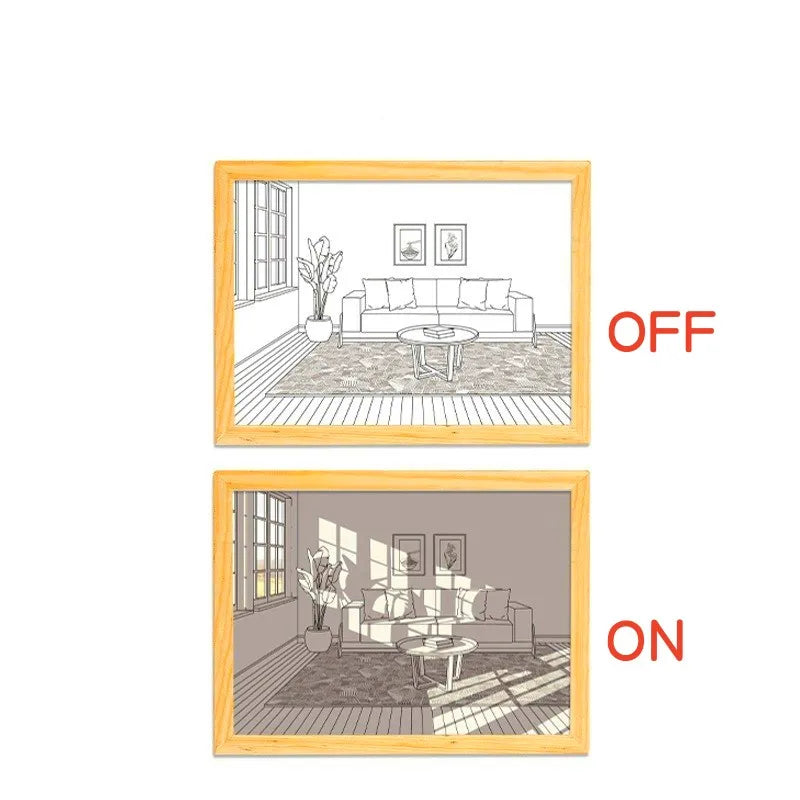 Photo applique murale peinture créative lumière USB Plug-In atmosphère romantique lampe lumière du soleil fenêtre cadre Photo art travail lumière