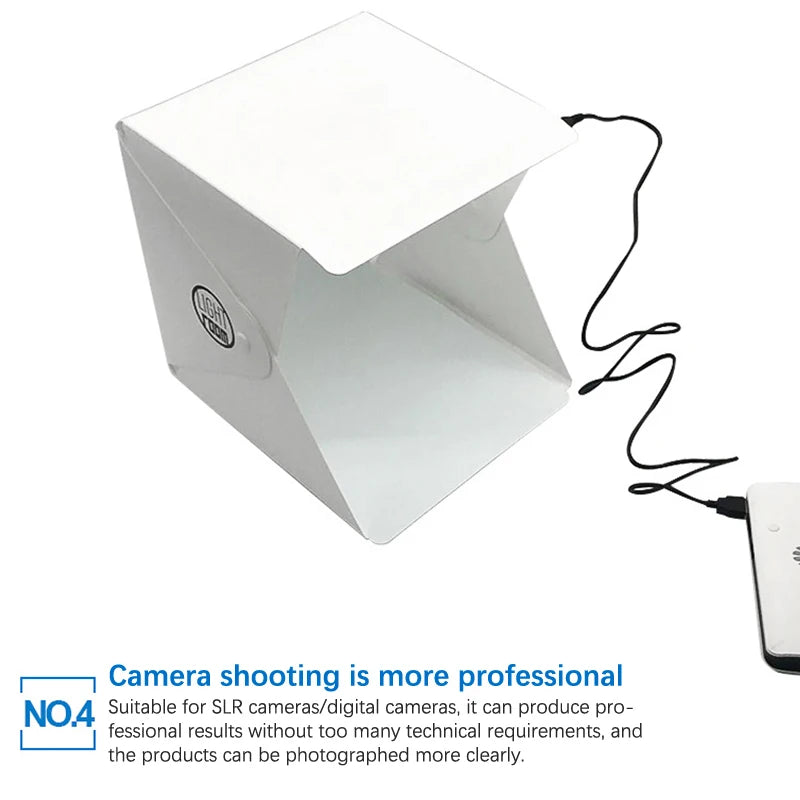 Photographie lumière LED salle Photo Studio lumière tente boîte souple décors Photobox pour appareil Photo DSLR 22CM Portable pliable Lightbox