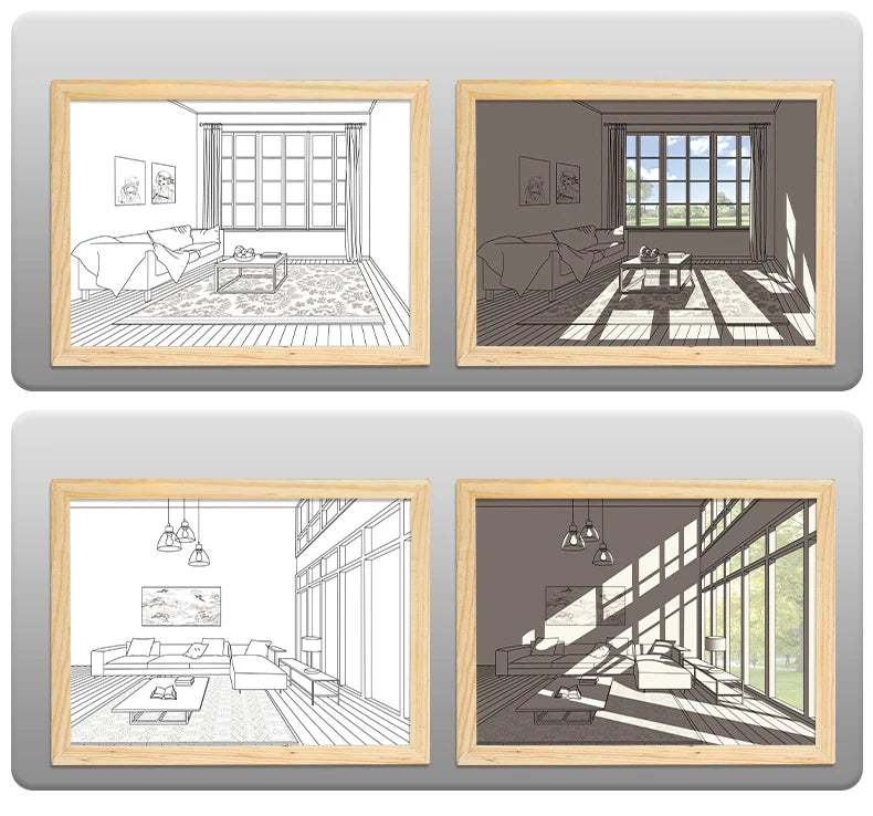 Photo applique murale peinture créative lumière USB Plug-In atmosphère romantique lampe lumière du soleil fenêtre cadre Photo art travail lumière