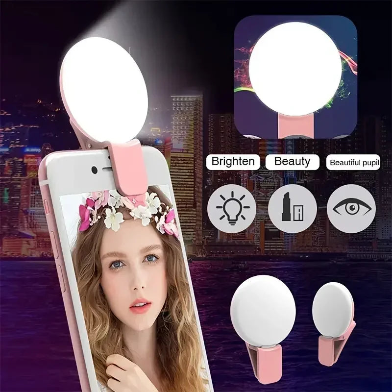 Anneau lumineux pour téléphone Portable, lentille Flash, lampe Portable, Clip à trois arrêts de gradation, Mini Durable et pratique, 10 LED, anneau de Selfie, beauté