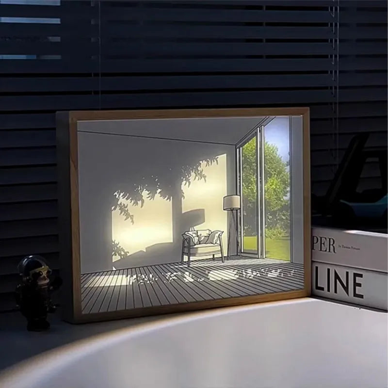 Photo applique murale peinture créative lumière USB Plug-In atmosphère romantique lampe lumière du soleil fenêtre cadre Photo art travail lumière