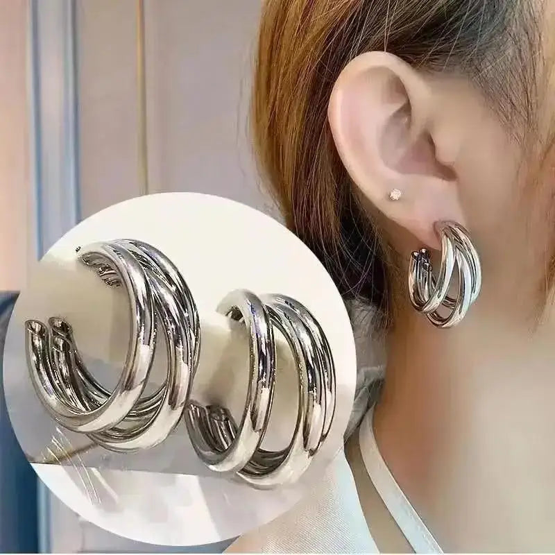 Boucles d'Oreilles Exagérées en Or pour Femme, Bijoux en Métal, Grand Cuir oral elu, Tendance, Nouvelle Collection 2024