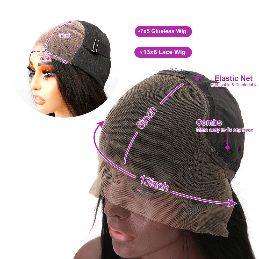 Perruques Bob de cheveux humains brésiliens sans colle HD perruque avant en dentelle sans colle os court perruque frontale en dentelle droite prête à porter 250 densité