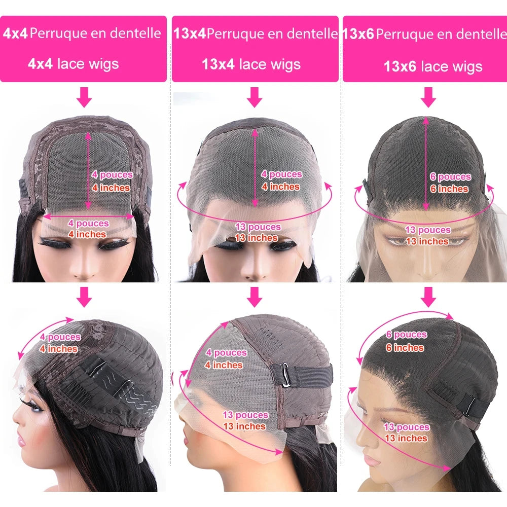 Cikana-Perruque de Cheveux Humains Lisses pour Femme, Dentelle Transparente HD, 13x6, 13x4, 30 32 Pouces, Pre-Plucked