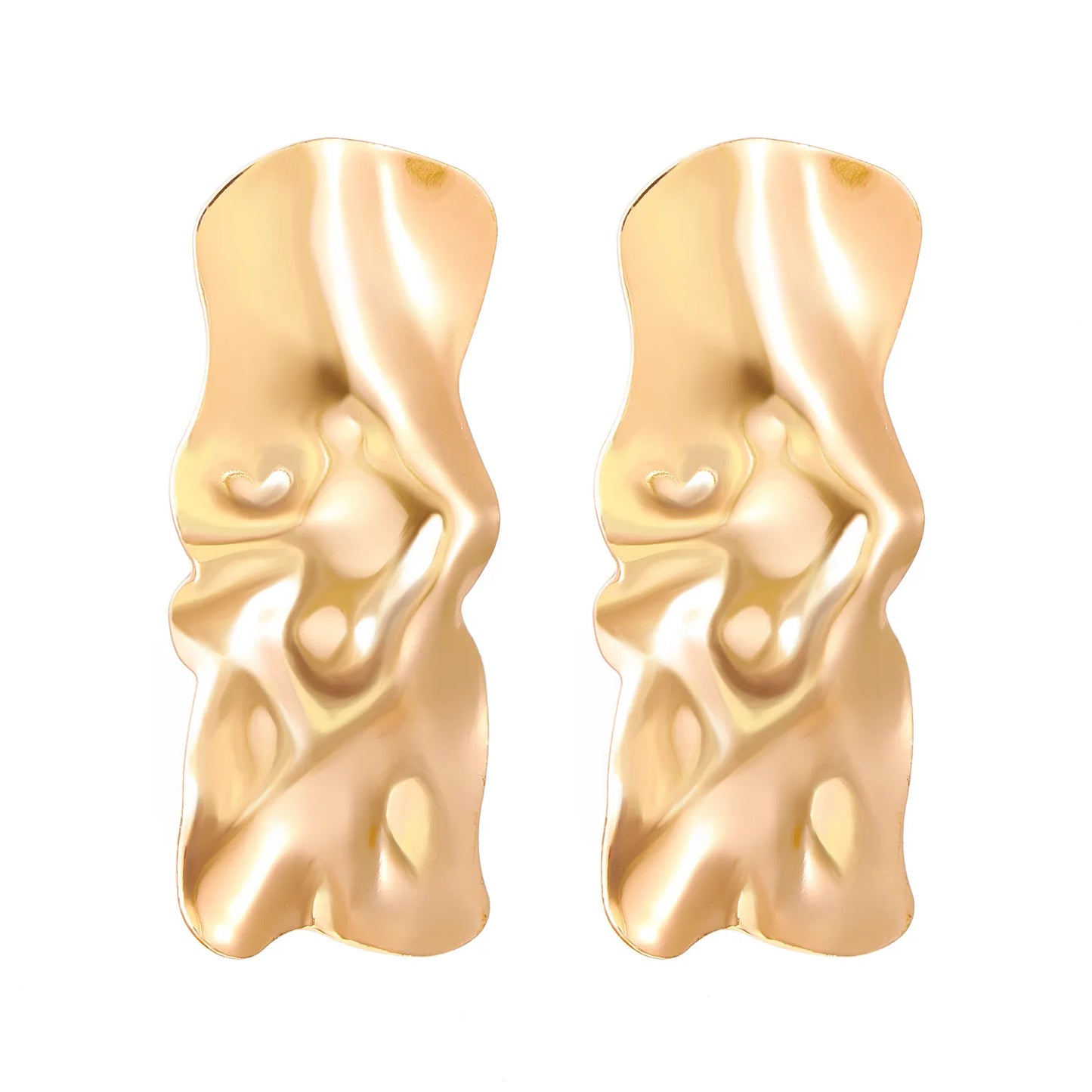 Boucles d'oreilles ovales en forme de cœur en or exagéré pour femme, boucle d'oreille en métal, bijoux géométriques déformés irréguliers, tendance 2025