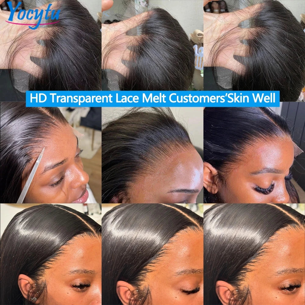28 30 Pouces Perruques Cheveux Humains YOCYTU 13X6 lisse Perruque Peruvian Haut Qualité Pour Femme HD Transparent Lace Front Wigs Human Hair Perruque Cheveux Humains Livraison 3 Jours France