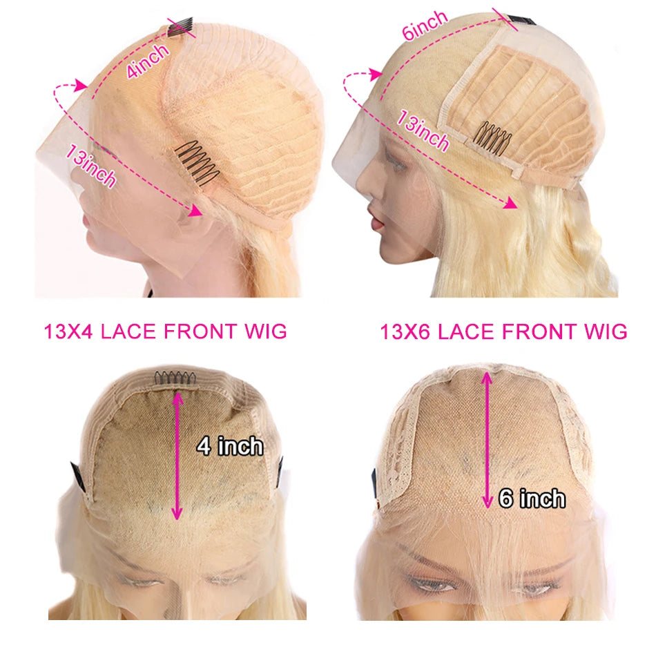 13x6 HD Transparent 613 Blonde dentelle frontale perruques de cheveux humains brésilien droite dentelle avant perruques de cheveux humains peuvent être teintes n'importe quelle couleur