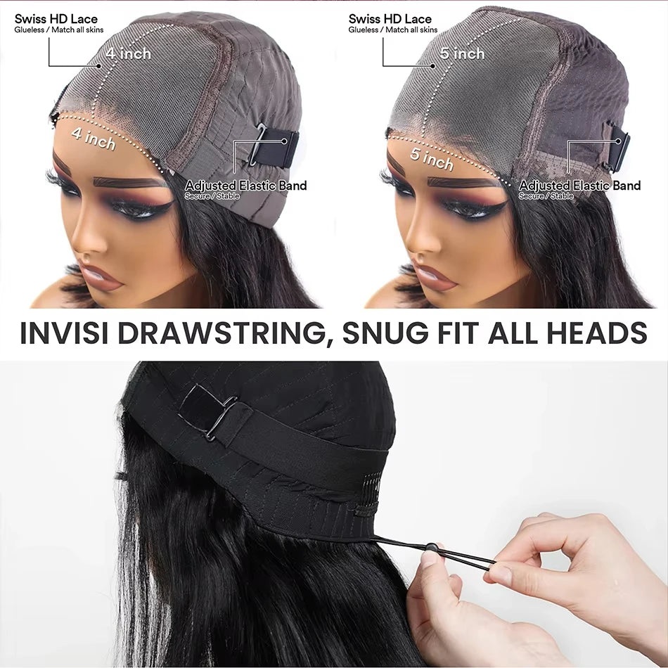 Perruques sans colle cheveux humains prêt à porter os droite perruques de cheveux humains 30 pouces pré-coupé 4X4 5X5 Hd dentelle fermeture perruque 100% cheveux humains