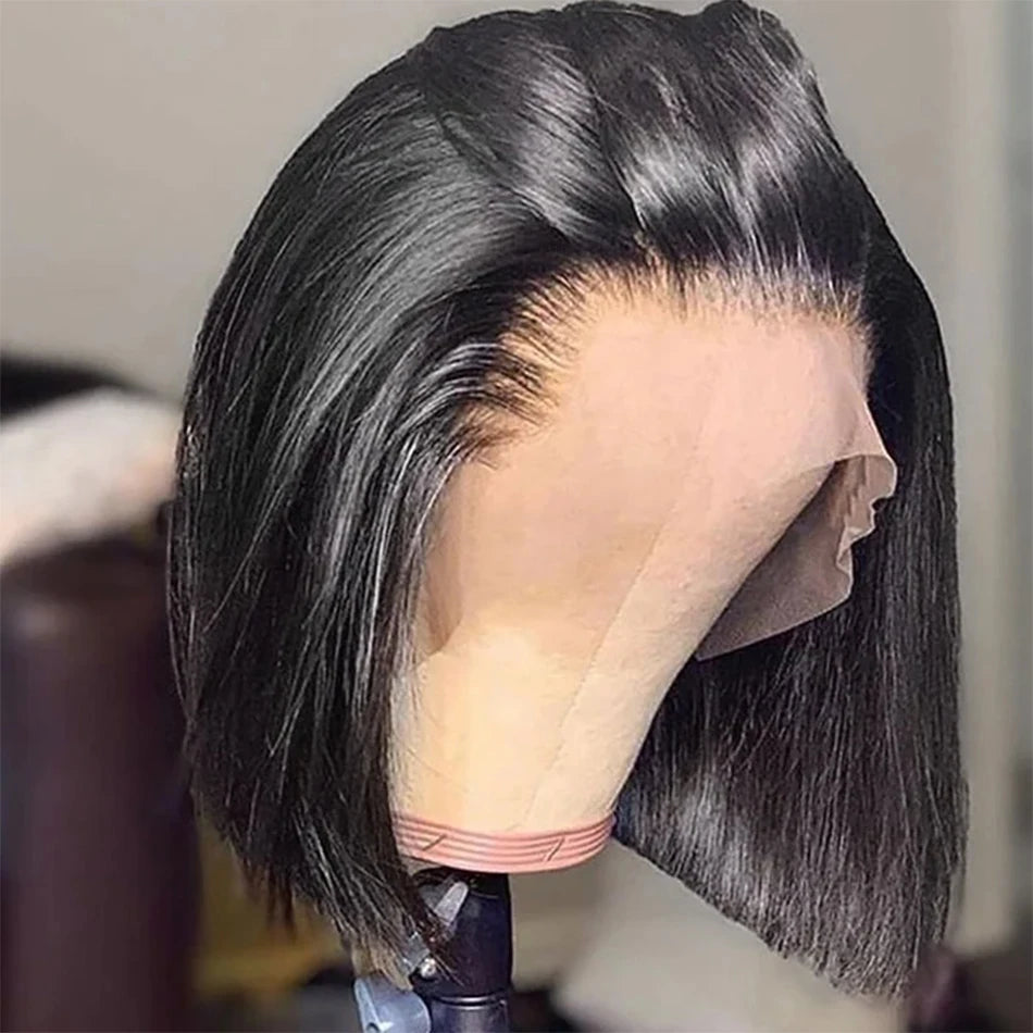 Wear And Go sans colle droite Bob perruque dentelle avant perruques de cheveux humains pour les femmes péruvienne dentelle frontale perruque perruques cheveux humains