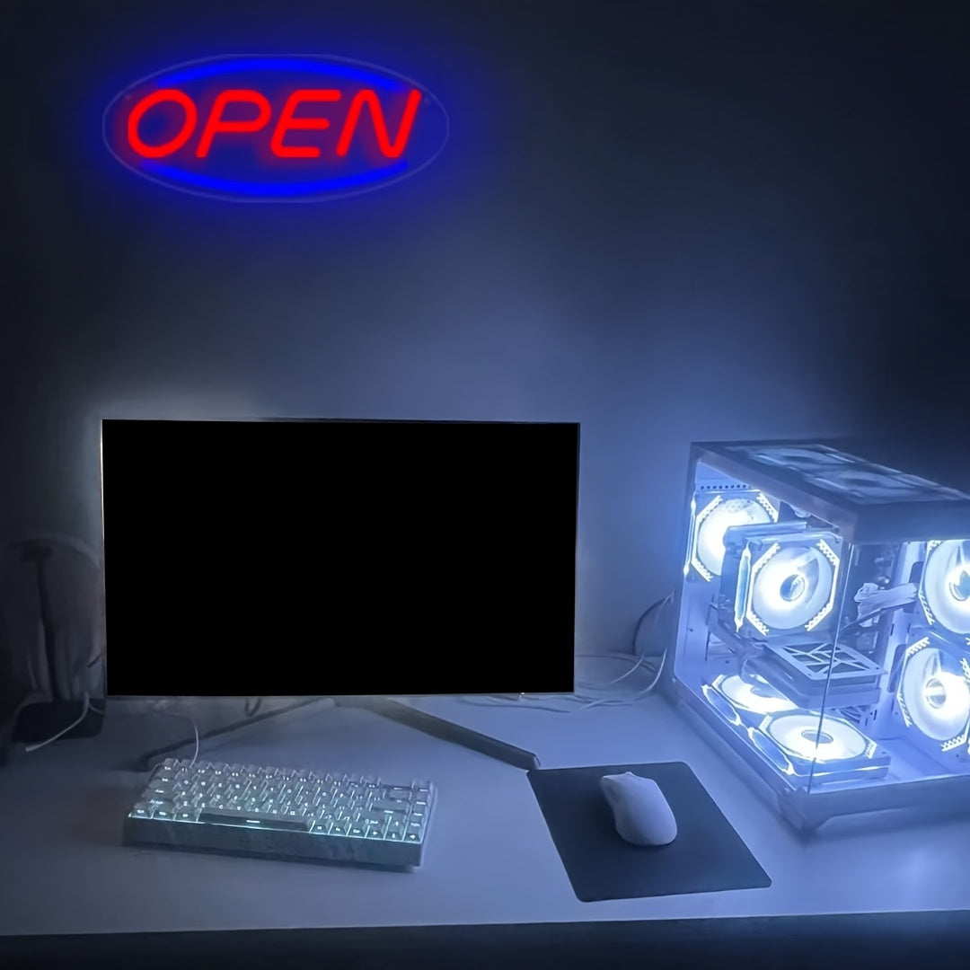 CTTNSL "OPEN" LED Neon Sign - Energy-Efficient, Touch-Controlled Wall Art with USB Power, 13.78x5.9in Acrylic & LED, 5V USB Interface Electronic lamp Ideal for Bars, Cafes, Hotels & Outdoor Decor