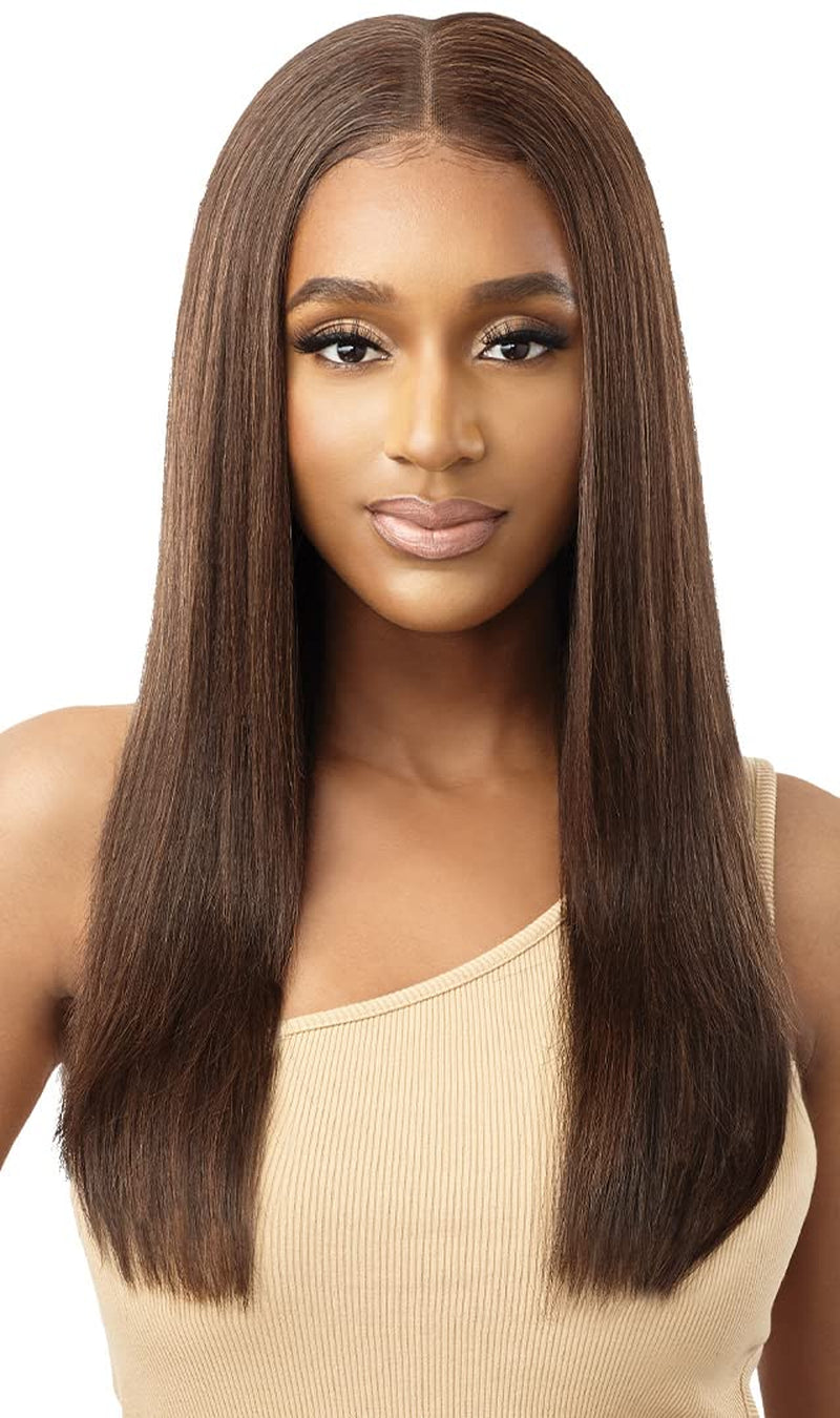 100% Human Hair Blend 13X6 Hand-Tied 360 Lace Frontal Wig - MARISA (Color:Dr RED VELVET)