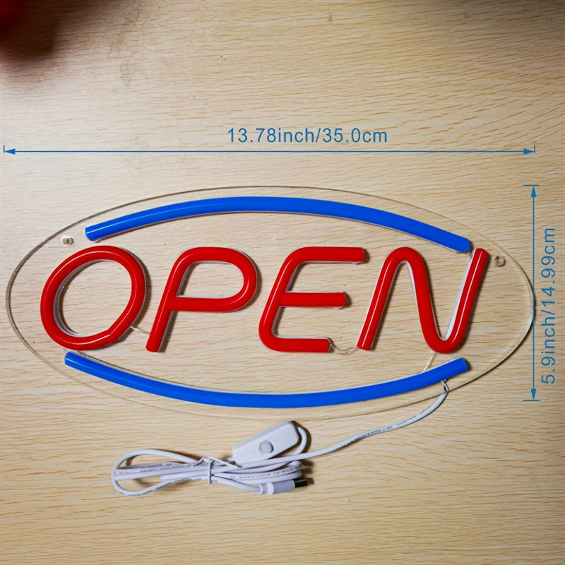 CTTNSL "OPEN" LED Neon Sign - Energy-Efficient, Touch-Controlled Wall Art with USB Power, 13.78x5.9in Acrylic & LED, 5V USB Interface Electronic lamp Ideal for Bars, Cafes, Hotels & Outdoor Decor
