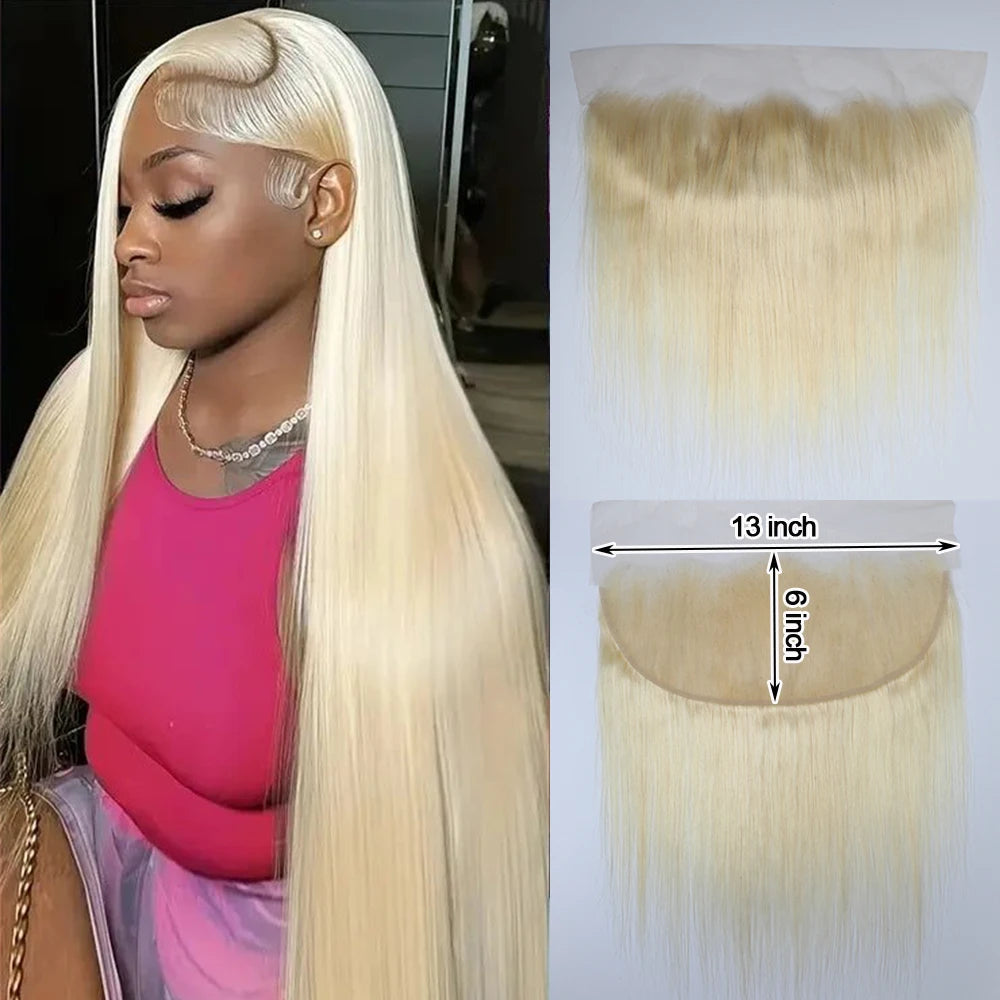 Honey Blonde 613 Lace Frontal Only 13X6 Straight Lace Frontal - Pre Plucked with Baby Hair 150% Density Brzilian Remy Human Hair