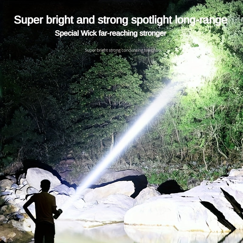 1pc High-Intensity LED Flashlight with Rechargeable 4000mAh Battery, Design, Magnetic Base & COB Side Lamp – Perfect for Camping, Fishing, Hunting, Car Repairs & Emergencies, Camping Essentials | Robust Flashlight Design |