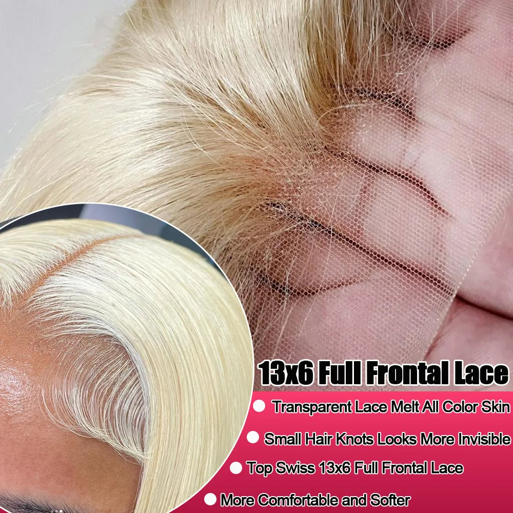 Honey Blonde 613 Lace Frontal Only 13X6 Straight Lace Frontal - Pre Plucked with Baby Hair 150% Density Brzilian Remy Human Hair