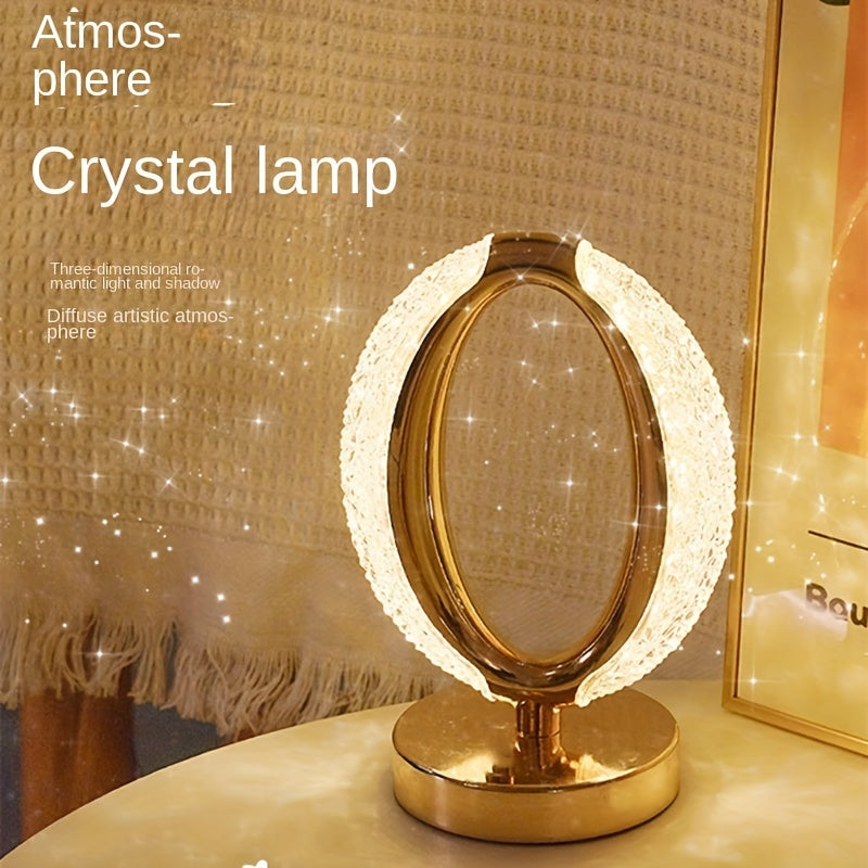 1pc Elegant Crystal Desk Lamp with Touch Control - Adjustable Color Temperature, USB Rechargeable, Modern Design for Bedroom Bedside & Romantic Atmosphere Lighting, Lamp for Bedroom